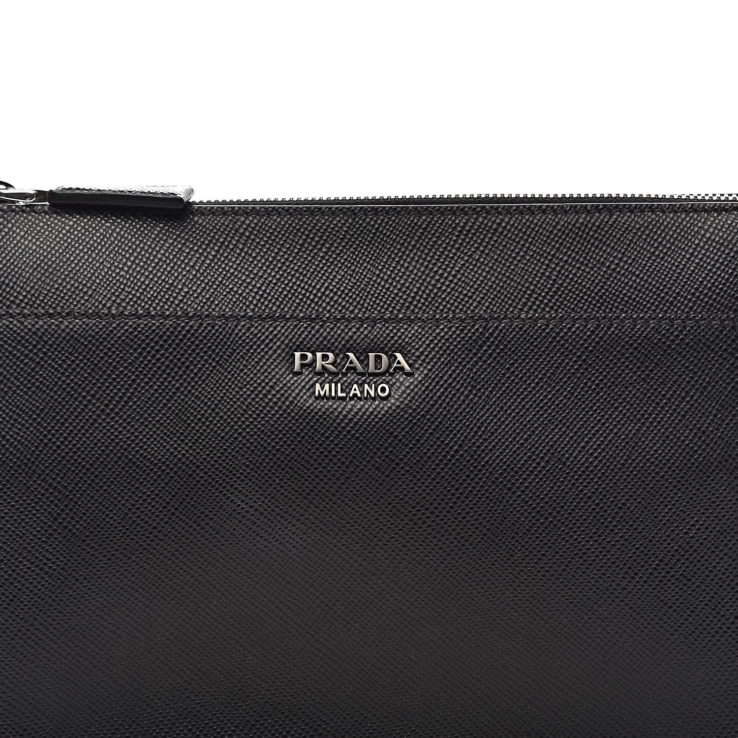 Prada Saffiano Cuir Clutch Wristlet Bag Black 12 of 12