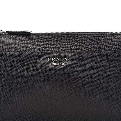 Prada Saffiano Cuir Clutch Wristlet Bag Black 12 of 12
