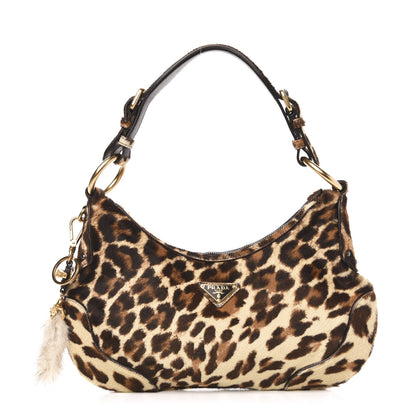 Prada Calf Hair Leopard Print Shoulder Bag Avorio 1 of 10