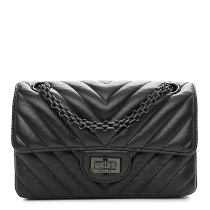 Chanel Aged Calfskin Chevron Quilted 2.55 Reissue Mini Flap So Black 1 of 10