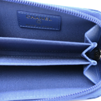Chanel Caviar Quilted Boy Zip Around Coin Purse Wallet Blue 5 of 8