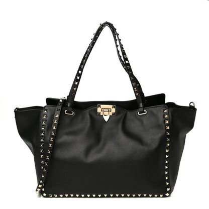 Valentino Garavani Vitello Medium Rockstud Tote Black 1 of 11