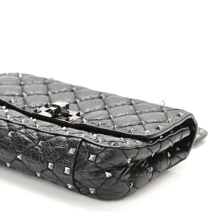 Valentino Garavani Craquele Nappa Small Rockstud Spike Shoulder Bag Black 6 of 12
