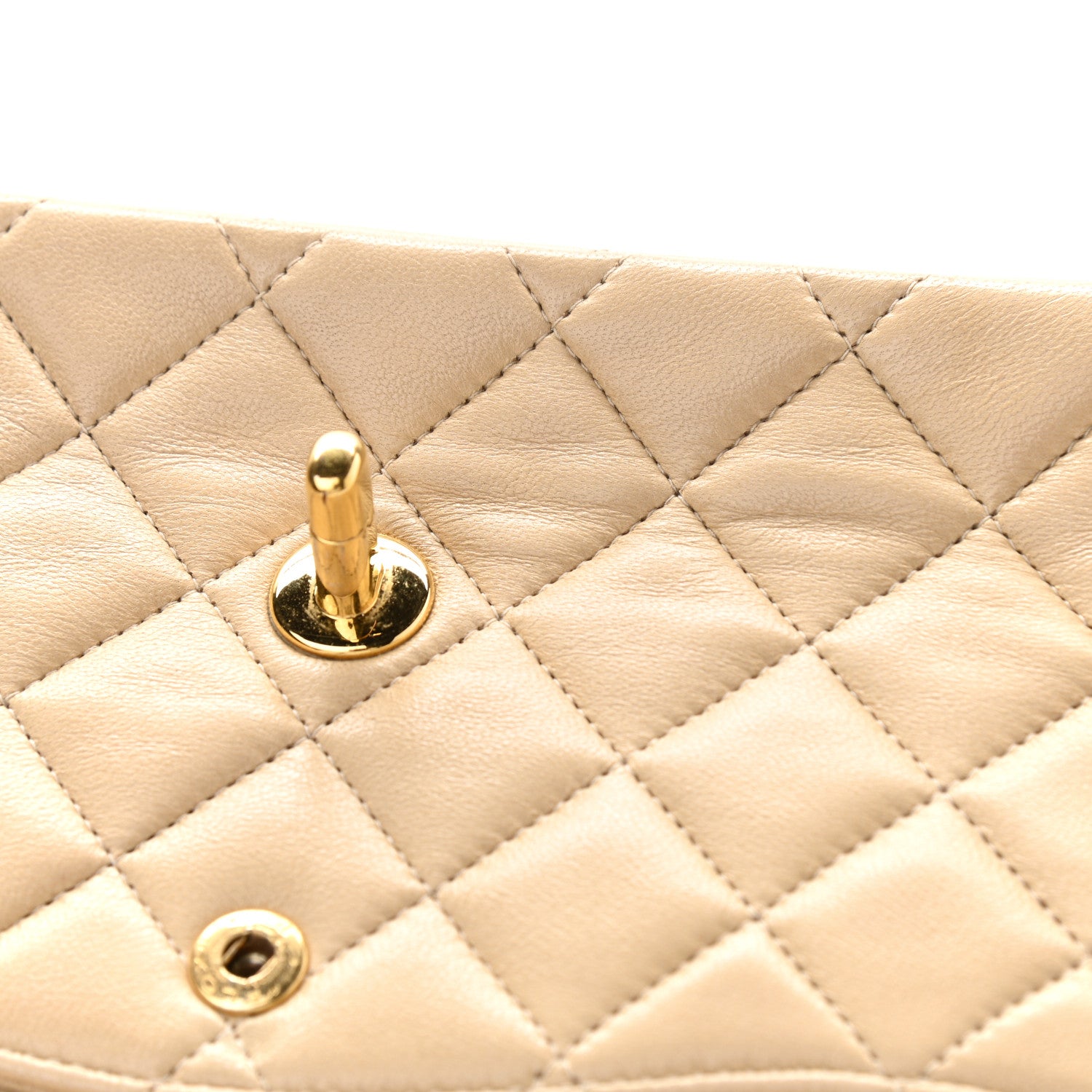 Chanel Lambskin Quilted Medium Double Flap Beige 17 of 20