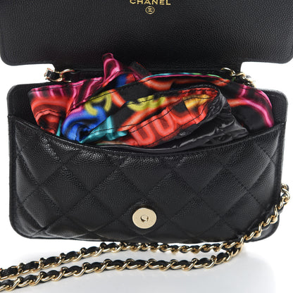 Chanel Caviar Fabric Graffiti Foldable Tote Bag With Chain Black Multicolor 19 of 20