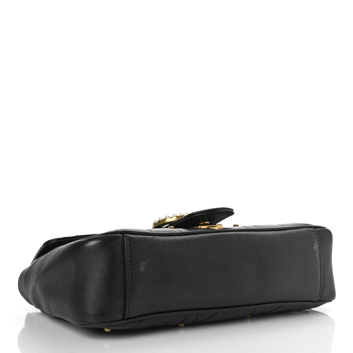 Gucci Calfskin Matelasse Studded Small Pearly GG Marmont Shoulder Bag Black 4 of 14