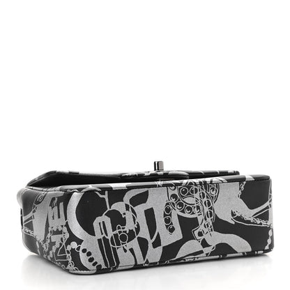 Chanel Lambskin Printed Mini Rectangular Flap Black Silver 4 of 12