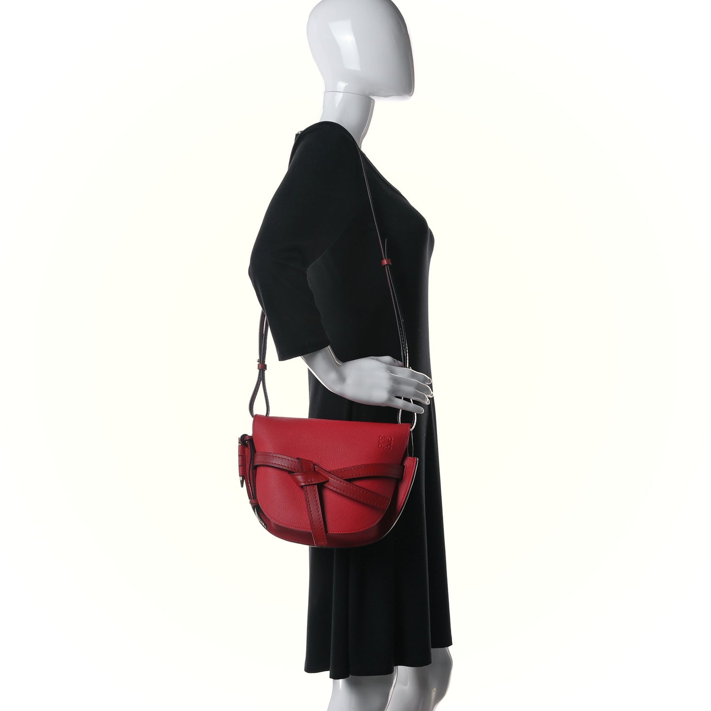 Grained Calfskin Small Gate Crossbody Bag Scarlet Burnt Red