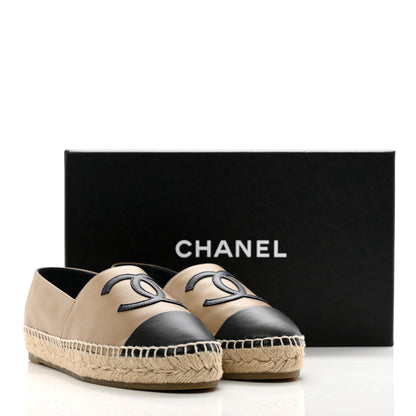 Chanel Lambskin CC Espadrilles 37 Beige Black 9 of 9