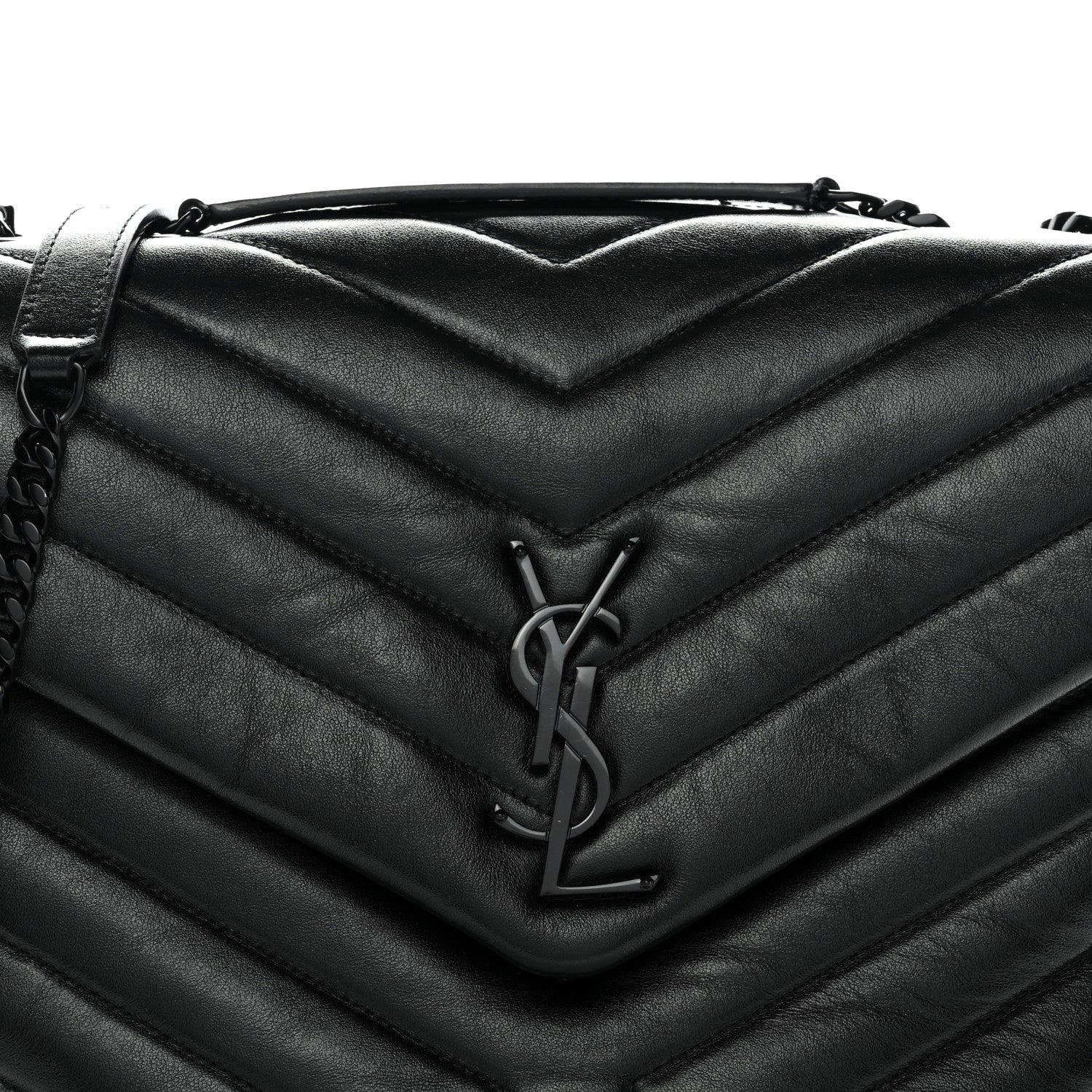 Saint Laurent Calfskin Y Quilted Monogram Monochrome Medium Loulou Chain Satchel Black 8 of 11