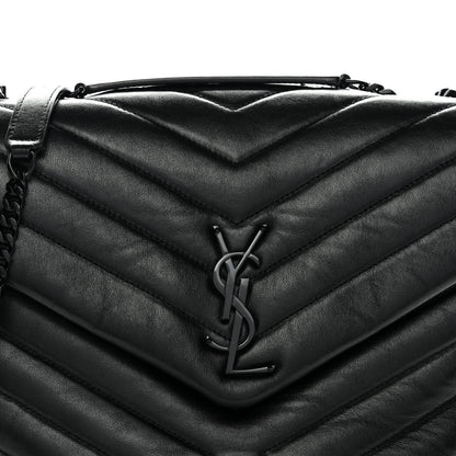 Saint Laurent Calfskin Y Quilted Monogram Monochrome Medium Loulou Chain Satchel Black 8 of 11