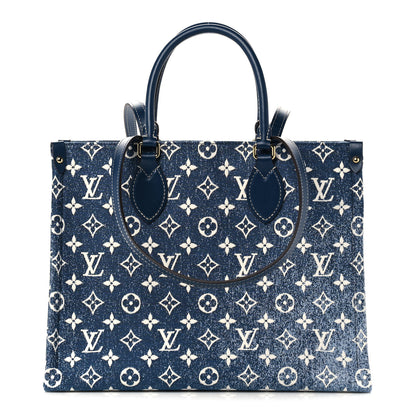 Louis Vuitton Monogram Jacquard Denim Onthego MM Bleu 1 of 8