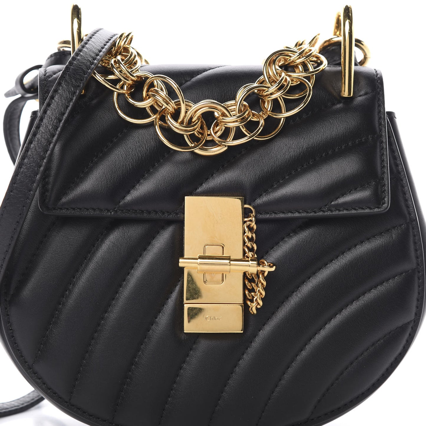 Calfskin Quilted Mini Drew Bijou Shoulder Bag Black