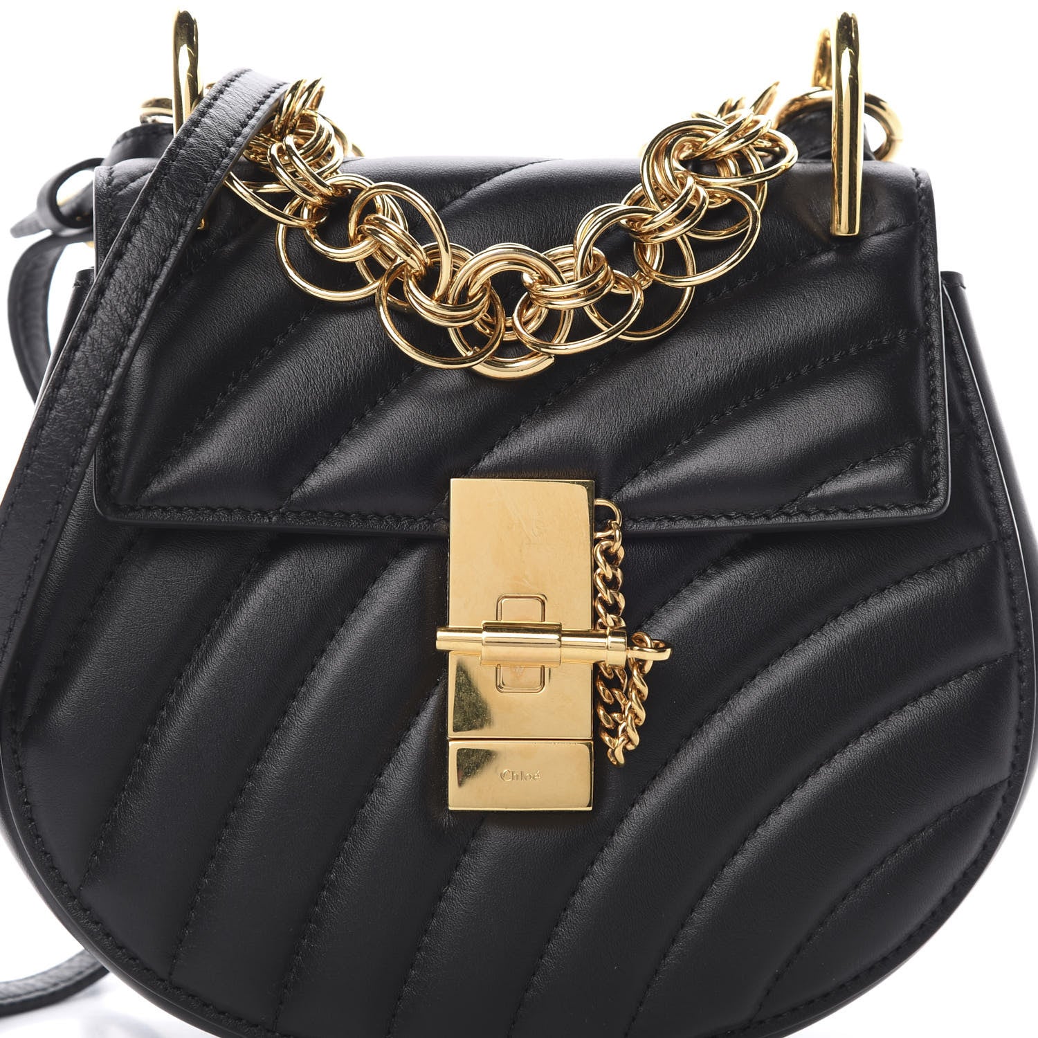 Chloe Calfskin Quilted Mini Drew Bijou Shoulder Bag Black 9 of 12