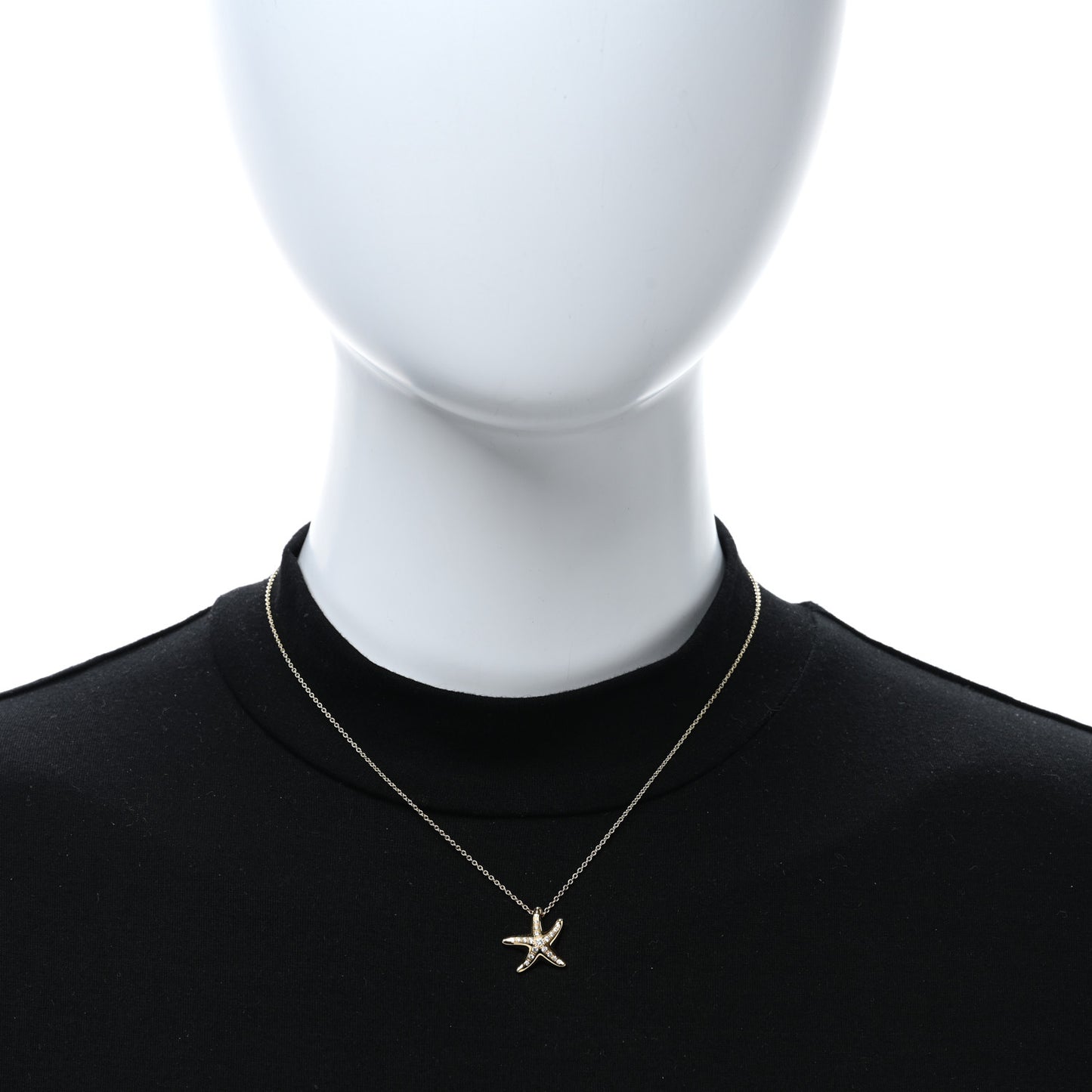 18K Yellow Gold Diamond 15mm Elsa Peretti Pave Starfish Pendant Necklace
