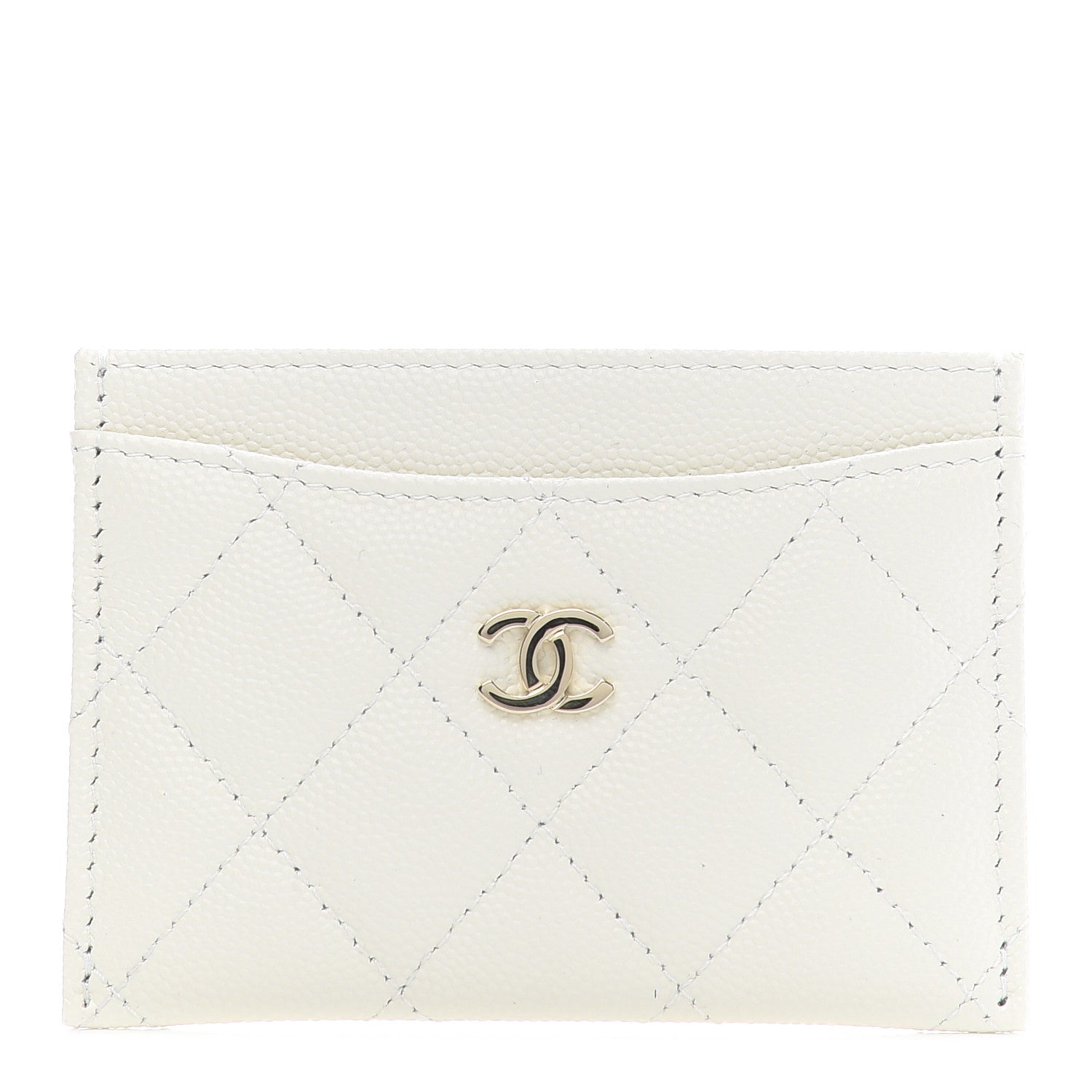 Chanel Caviar Quilted Card Holder White 1 of 8