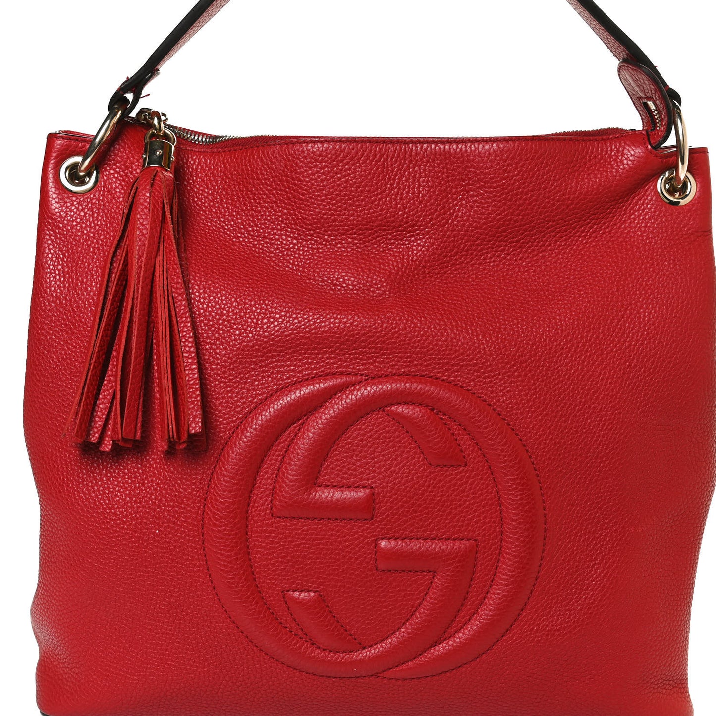 Pebbled Calfskin Large Soho Hobo Tabasco Red