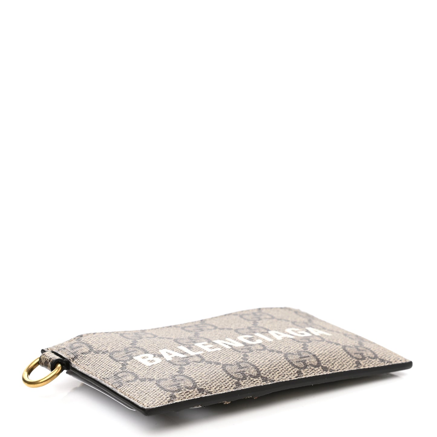 X BALENCIAGA GG Supreme Monogram Logo Card Case With Strap Beige Ebony