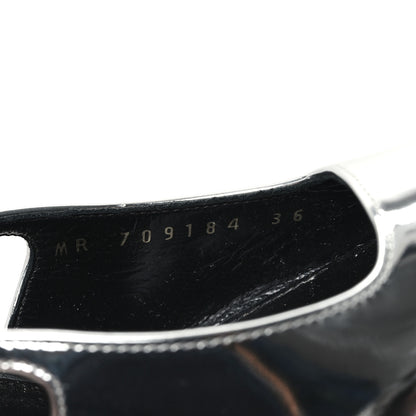 Saint Laurent Patent Tom 90 Dream Slingback Pumps 36 Argento 9 of 10