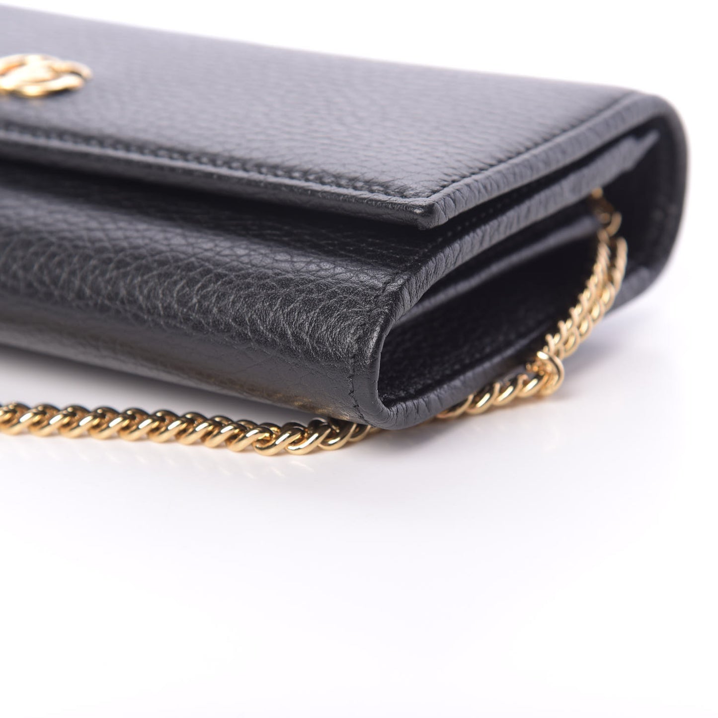 Calfskin Petite GG Marmont Wallet Chain Bag Black