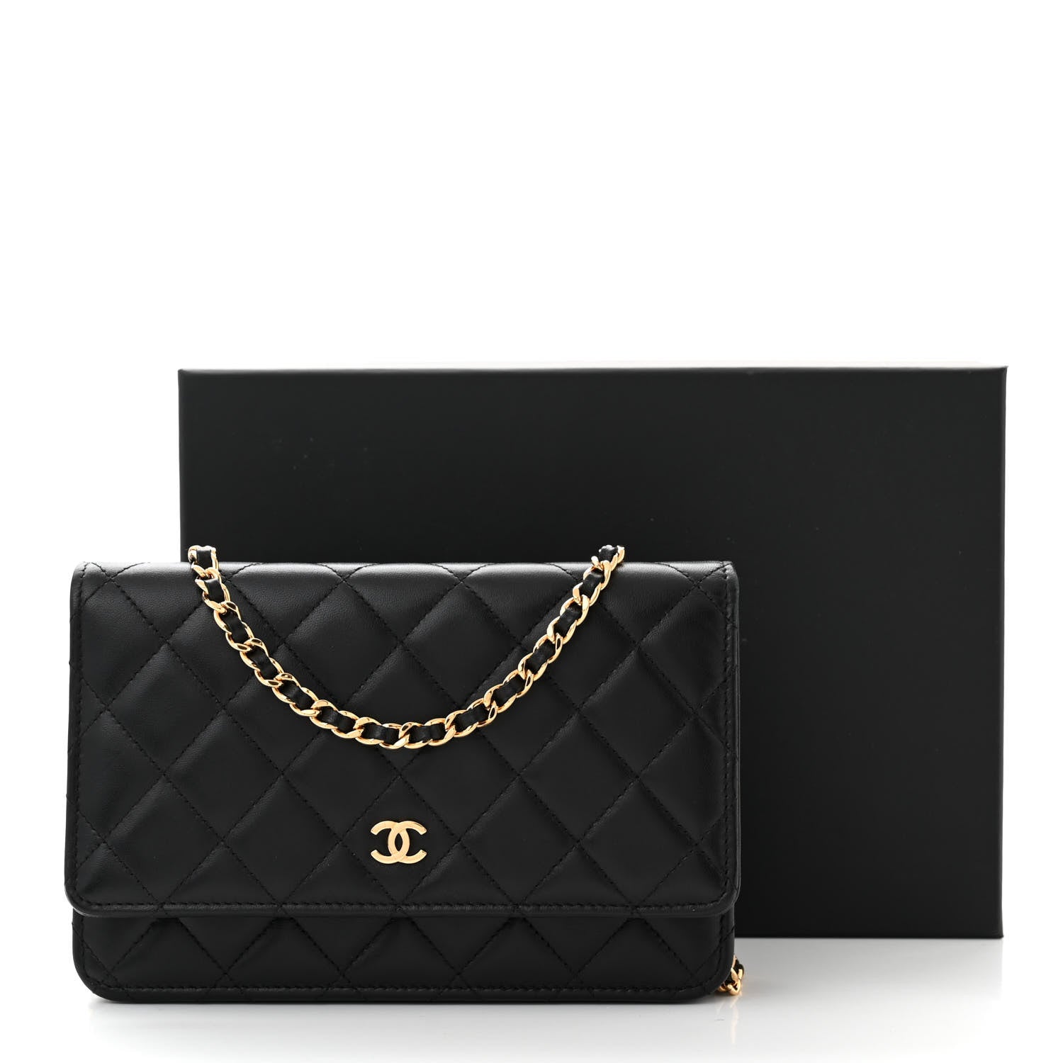 Chanel Lambskin Quilted Wallet On Chain WOC Black 14 of 14