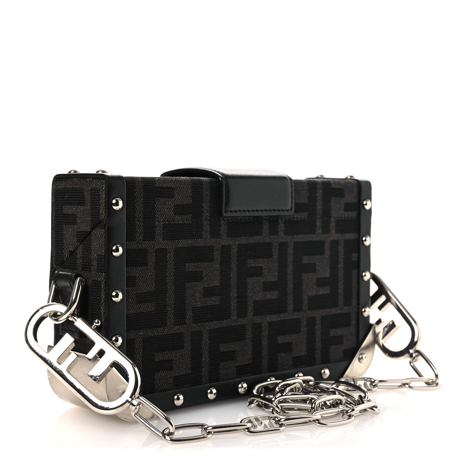 Fendi Recycled Fabric Jacquard Vitello Astro FF 1974 Mini Baguette Trunk Asfalto Black 3 of 12