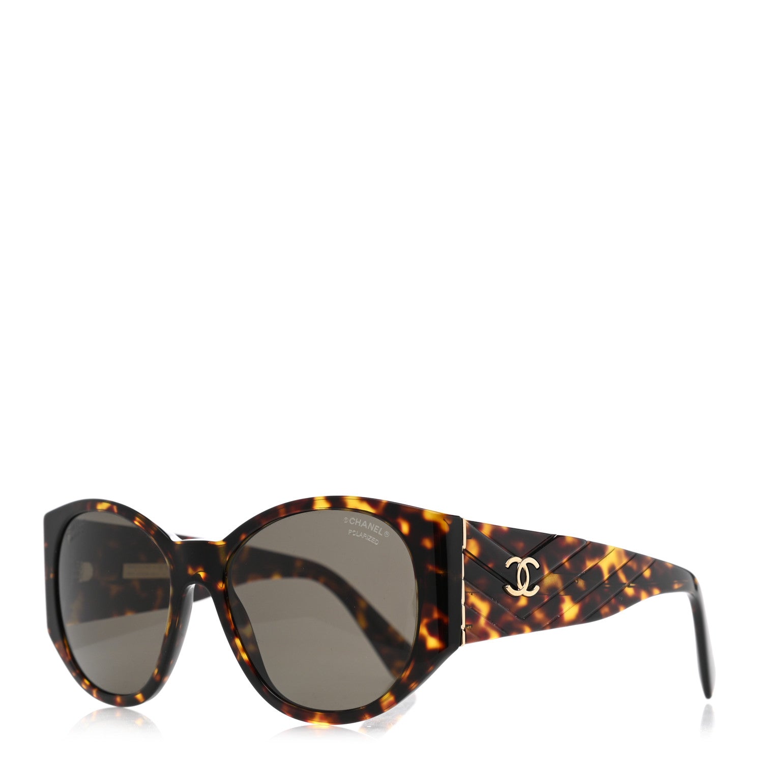 Chanel Acetate Polarized Oval Sunglasses 5411 Brown 1 of 8