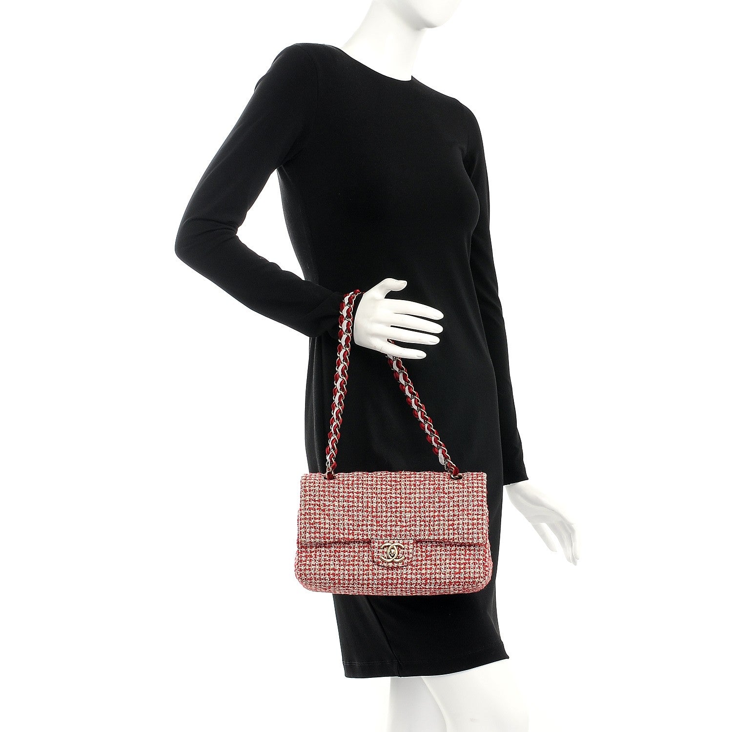Chanel Tweed Quilted Medium Double Flap Red 2 of 7