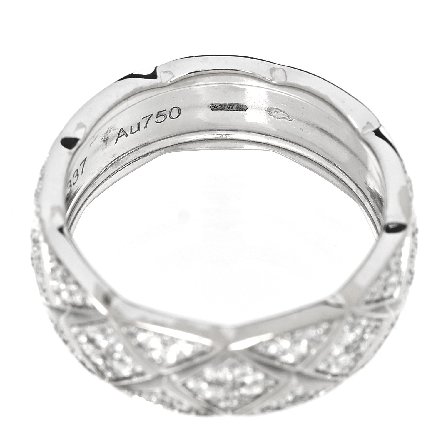 Chanel 18K White Gold Diamond Small Coco Crush Pave Ring 50 5.5 5 of 6