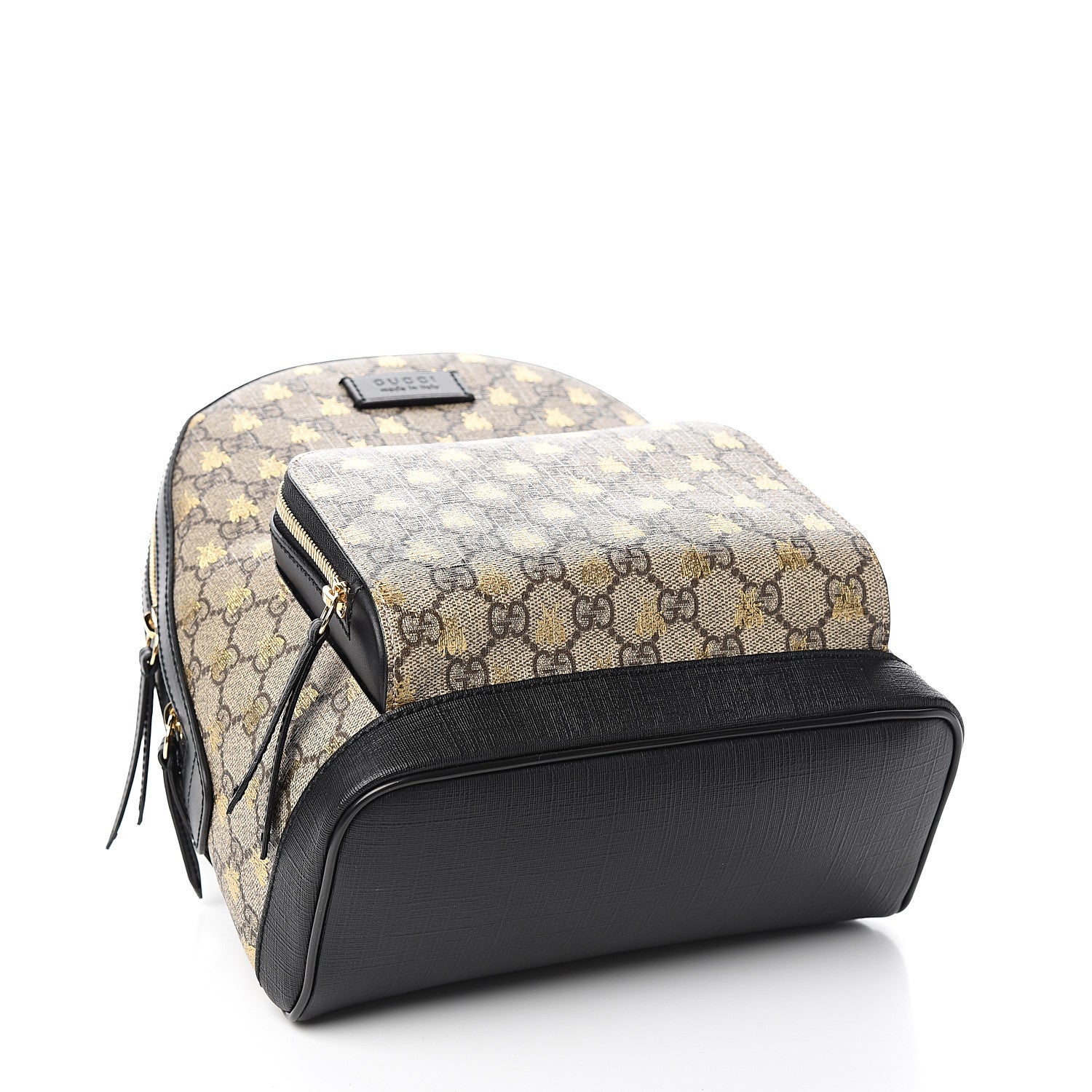 Gucci GG Supreme Monogram Bees Print Small Day Backpack Beige Oro Black 3 of 9