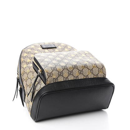 Gucci GG Supreme Monogram Bees Print Small Day Backpack Beige Oro Black 3 of 9