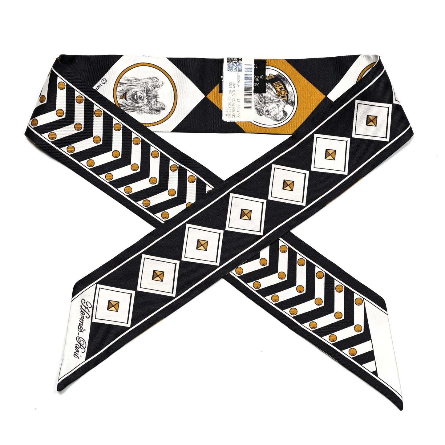 Silk Colliers Et Chiens Twilly Black Gold White