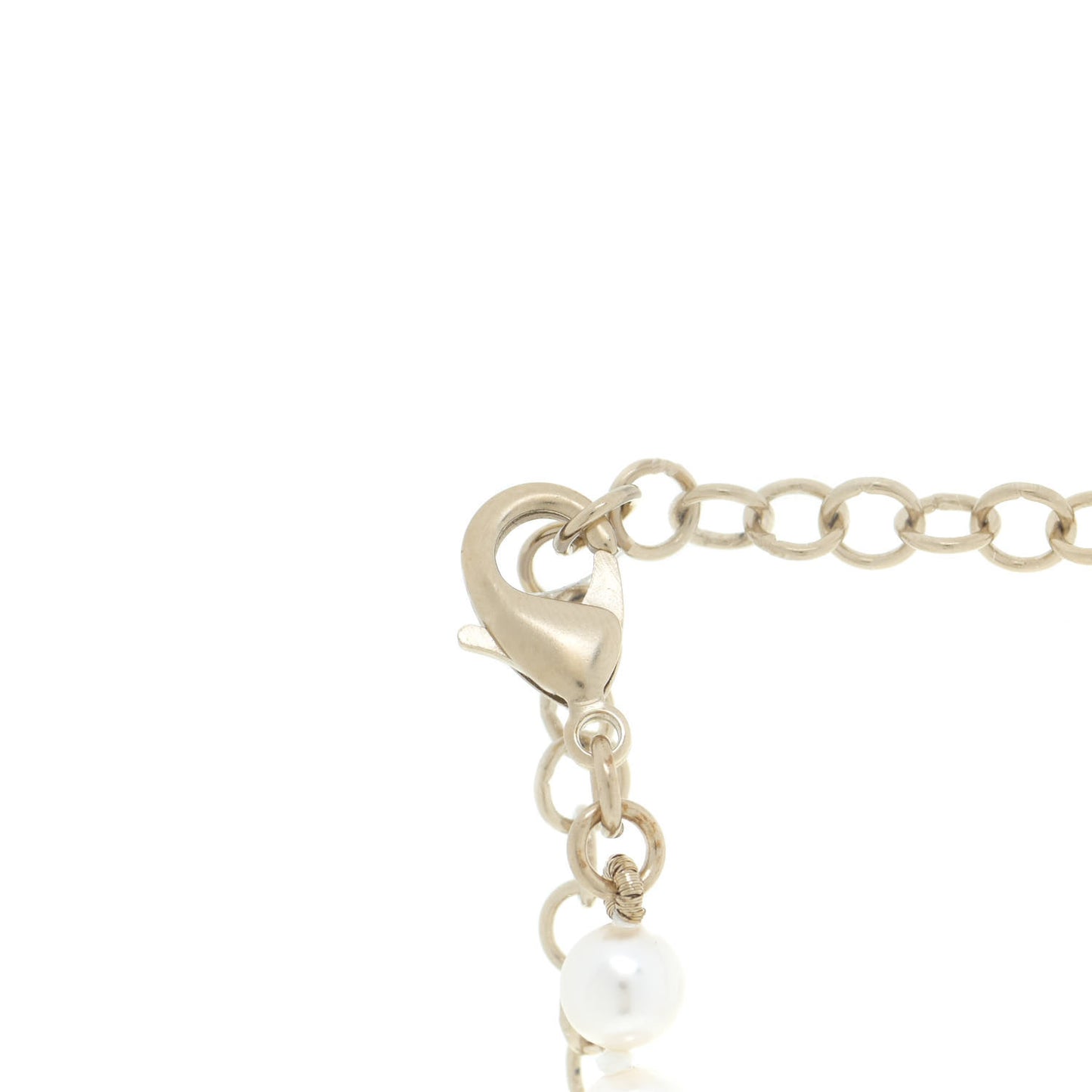 Pearl Crystal CC Heart Short Necklace Pearly White Gold
