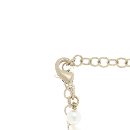 Chanel Pearl Crystal CC Heart Short Necklace Pearly White Gold 5 of 6