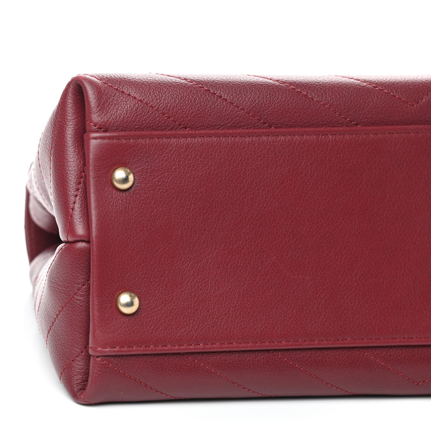 Chanel Grained Calfskin Stitched Chevron Medium Chic Top Handle Flap Red 5 of 8