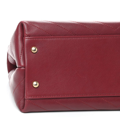 Chanel Grained Calfskin Stitched Chevron Medium Chic Top Handle Flap Red 5 of 8