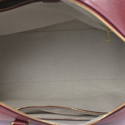 Gucci Textured Dollar Calfskin Web Large Savoy Duffle Bag Red 5 of 8