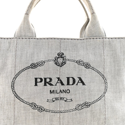 Prada Denim Logo Tote White 8 of 15