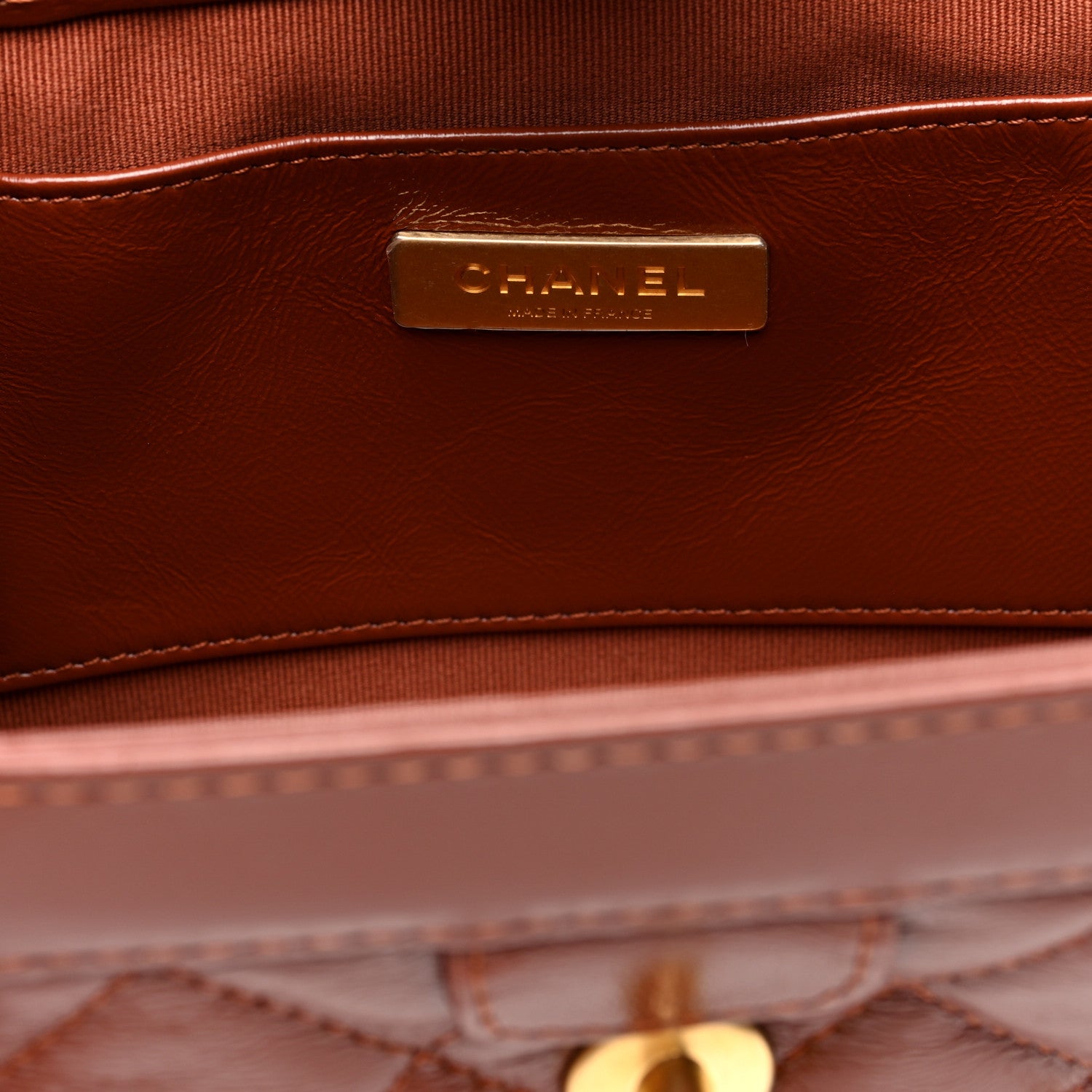 Chanel Shiny Lambskin Quilted Mini Cocodoc Top Handle Bag Brown 6 of 10