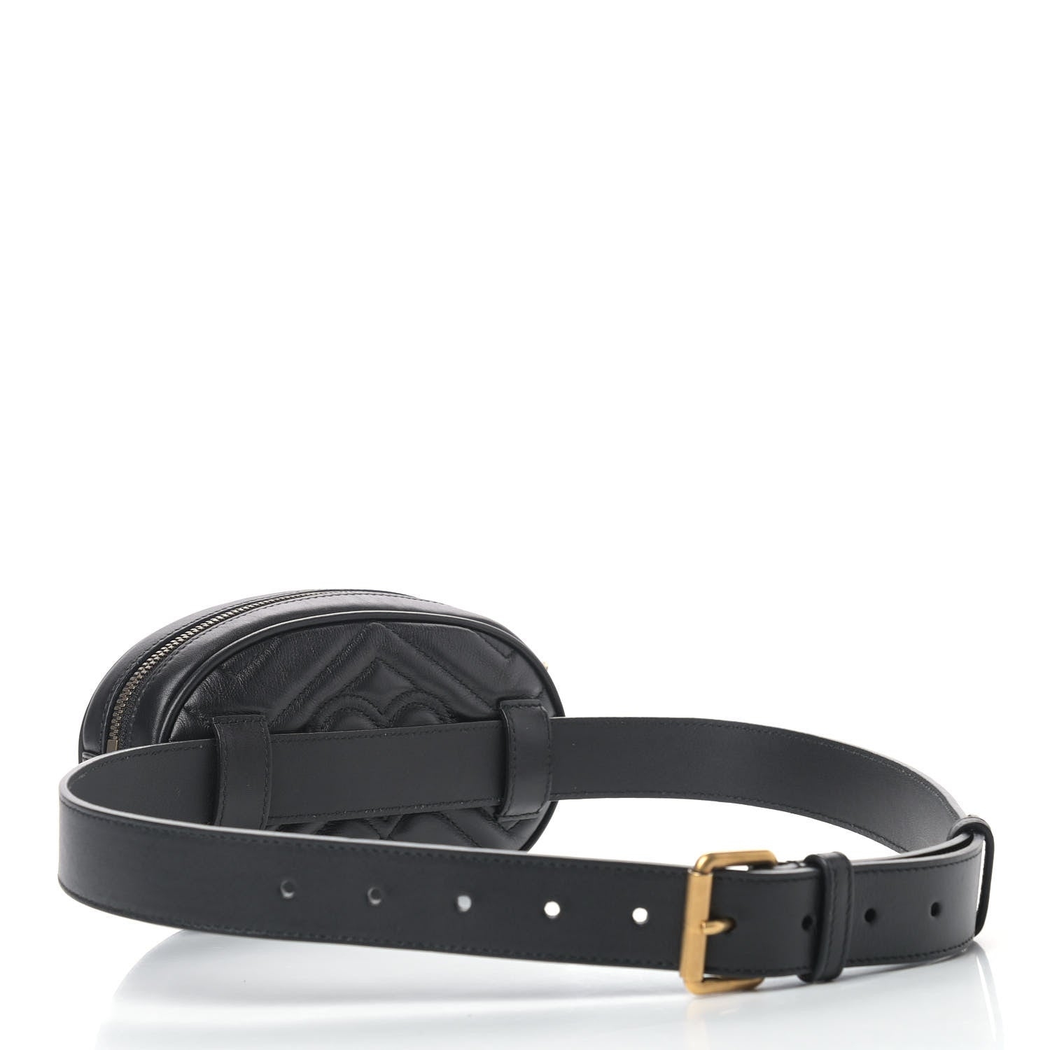 Gucci Calfskin Matelasse GG Marmont Belt Bag 85 34 Black 3 of 9