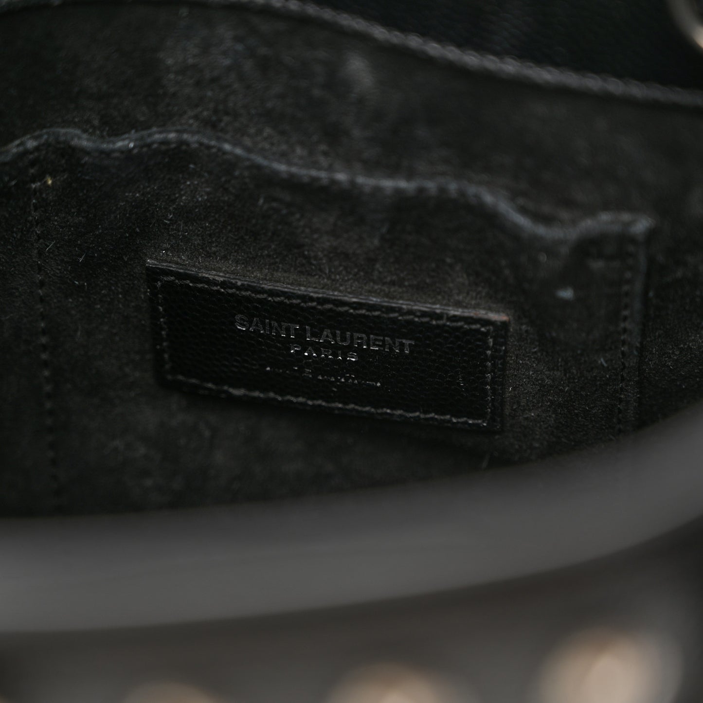 SAINT LAURENT Calfskin Studded Nano Sac De Jour Black
