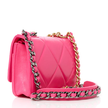 Chanel Lambskin Quilted Chanel 19 Wallet On Chain WOC Dark Pink 3 of 12