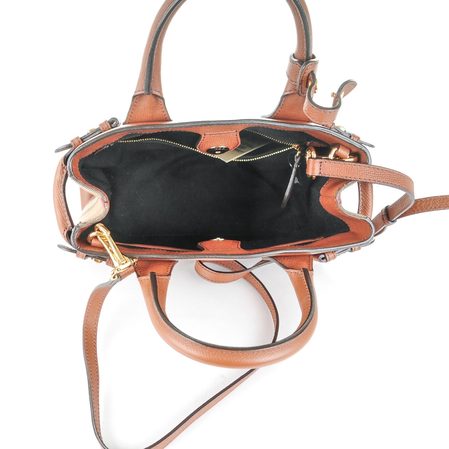 Burberry Grainy Calfskin House Check Small Banner Tote Tan 5 of 7