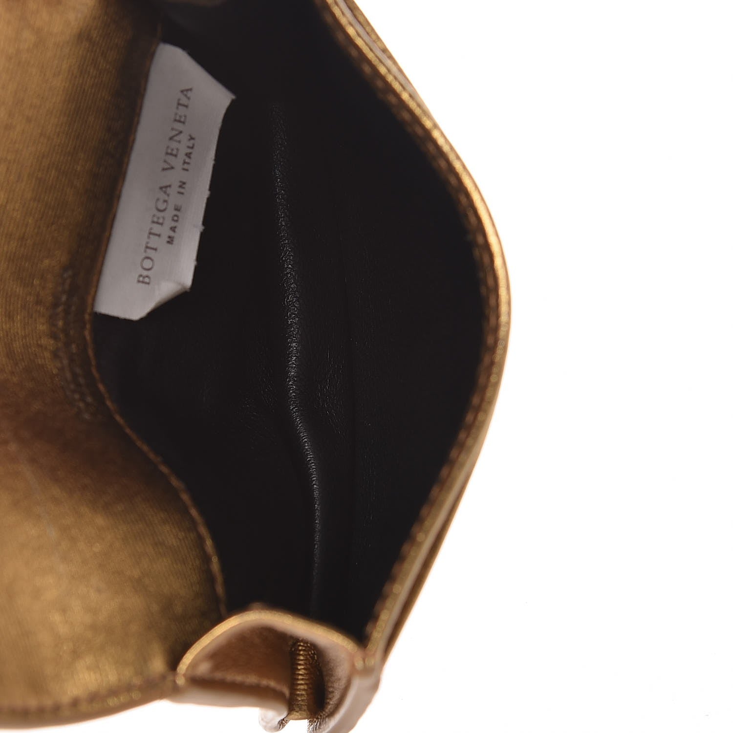 Bottega Veneta Metallic Intrecciato Grosgrain Card Case Dark Gold 5 of 11