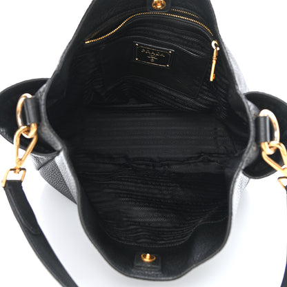 Prada Vitello Daino Side Pocket Hobo Black 5 of 10