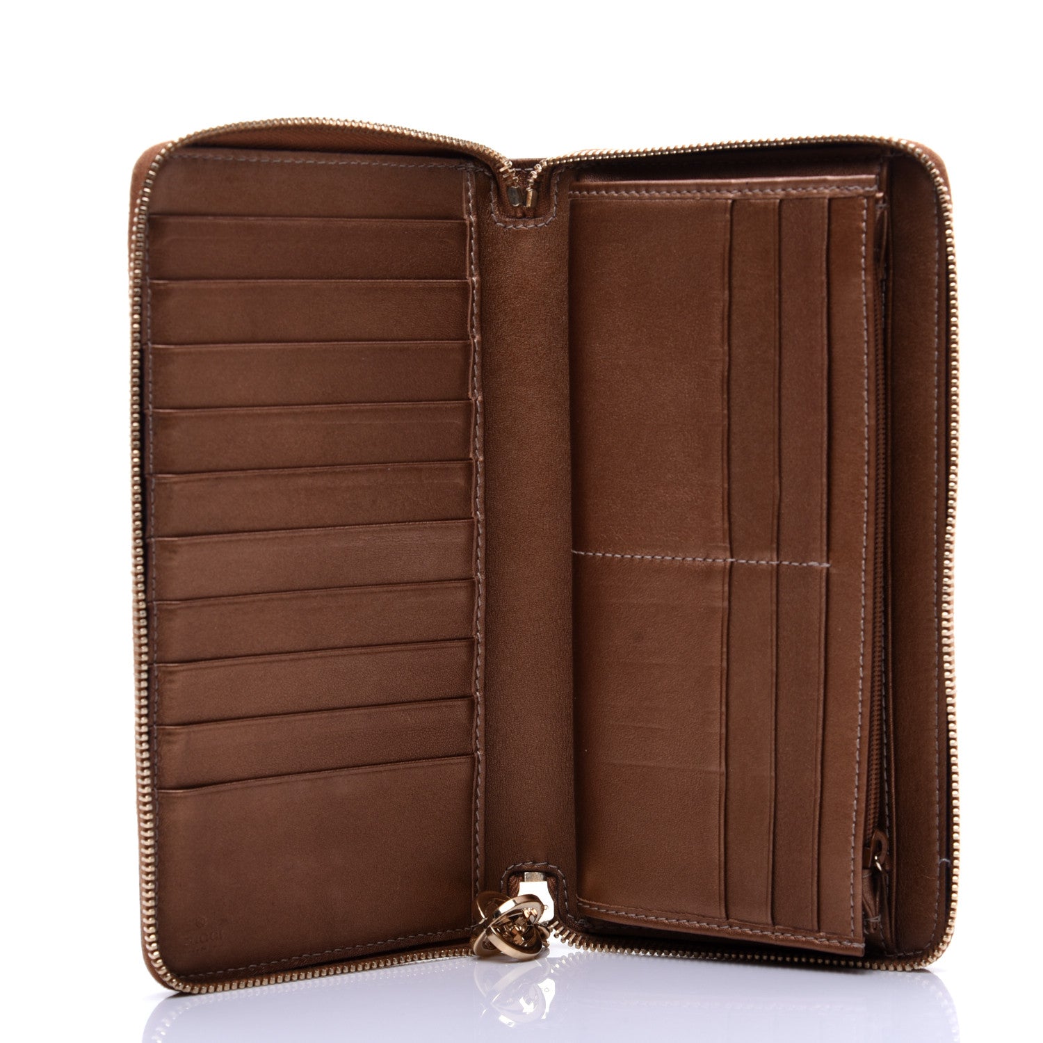 Gucci Metallic Guccissima Twins Zip Around Organizer Wallet Bronze 5 of 14