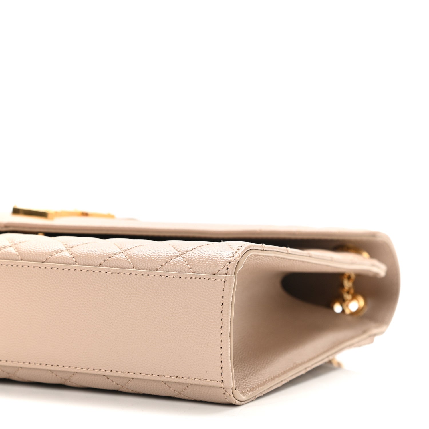 Saint Laurent Grain De Poudre Mixed Matelasse Large Triquilt Monogram Satchel Dark Beige 9 of 10