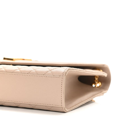 Saint Laurent Grain De Poudre Mixed Matelasse Large Triquilt Monogram Satchel Dark Beige 9 of 10