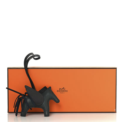 Hermes Milo Lambskin Grigri Rodeo Pegase Horse Bag Charm PM Vert Mangrove Black Bai-Brun 5 of 5