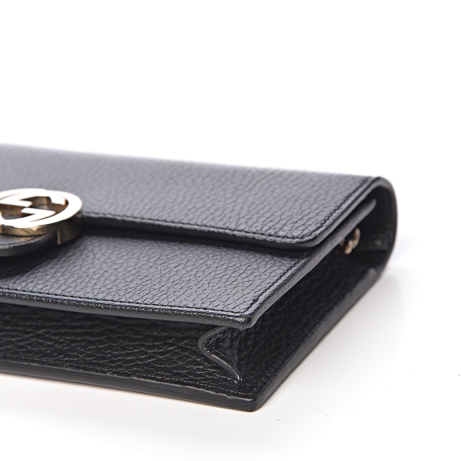 Gucci Dollar Calfskin Interlocking G Chain Wallet Black 9 of 11
